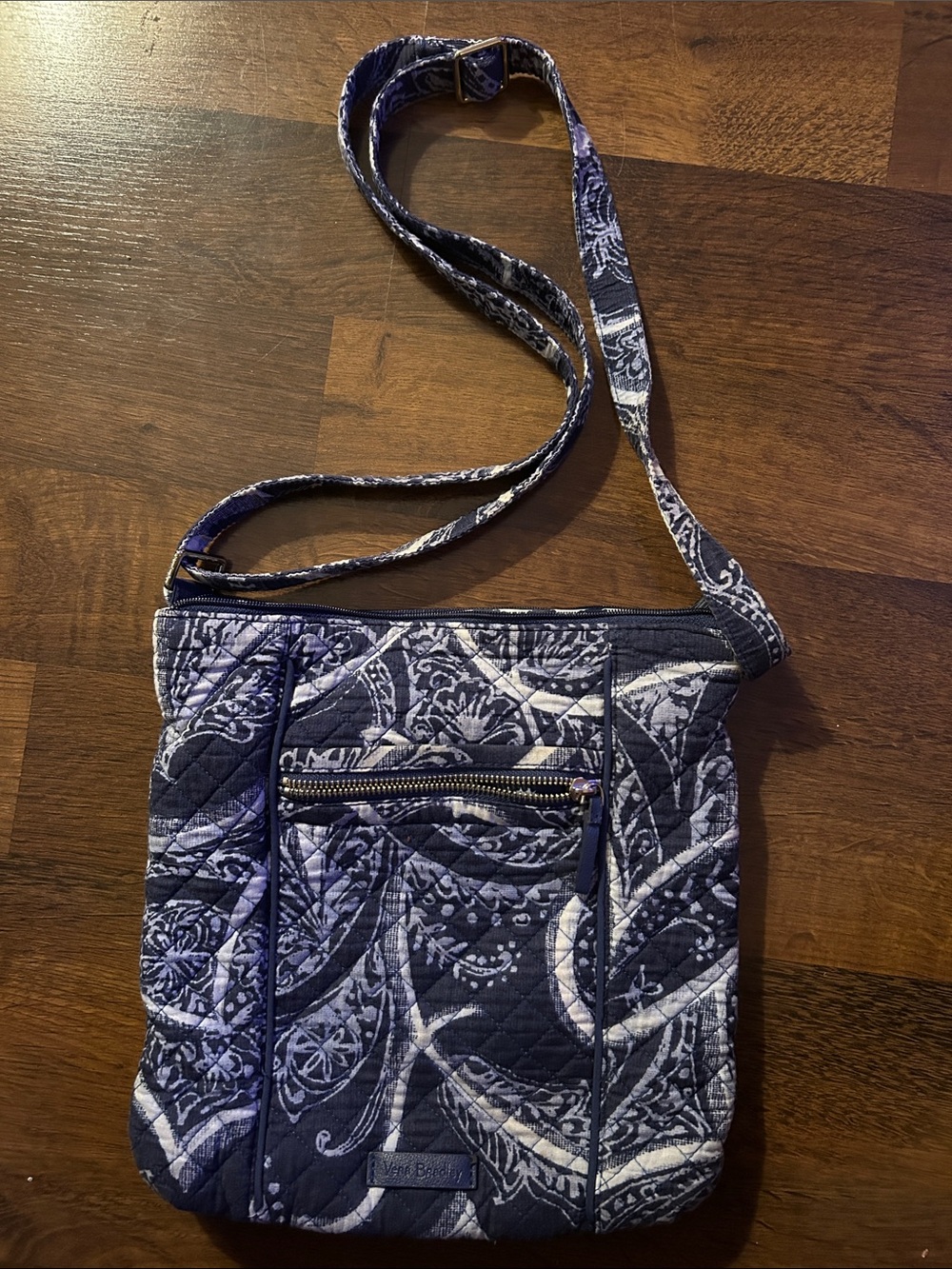 Vera Bradley Navy and White Paisley Quilted Crossbody